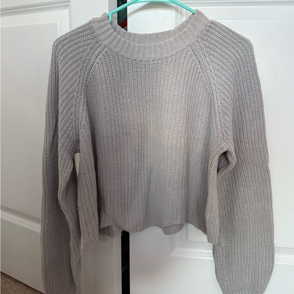 La Hearts Light Gray Crew Neck Sweater